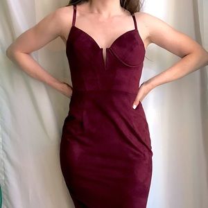 Windsor Burgundy Suede Bustier Dress